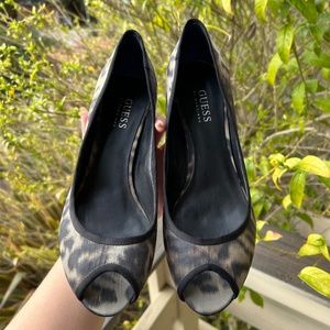 GUESS Cheetah Peep Toe Heel